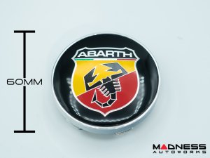 Center Wheel Caps - Black w/ ABARTH Crest - Set of 4 - 60mm
